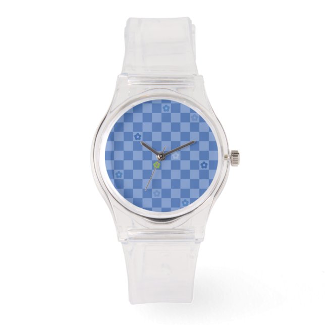 Montre Flower Checkered Pattern No. 01 - Light Blue (Recto)