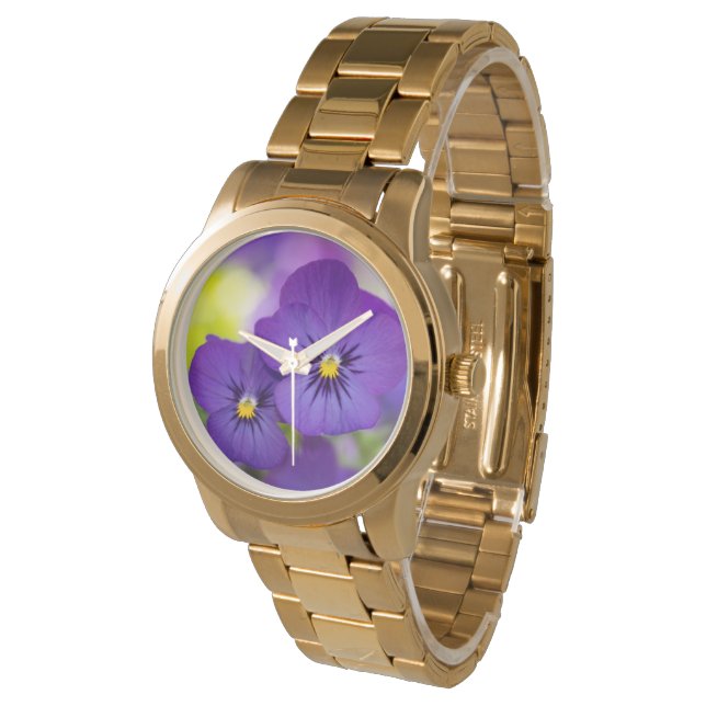 Montre Flowers | Purple Pansies (Incliné)