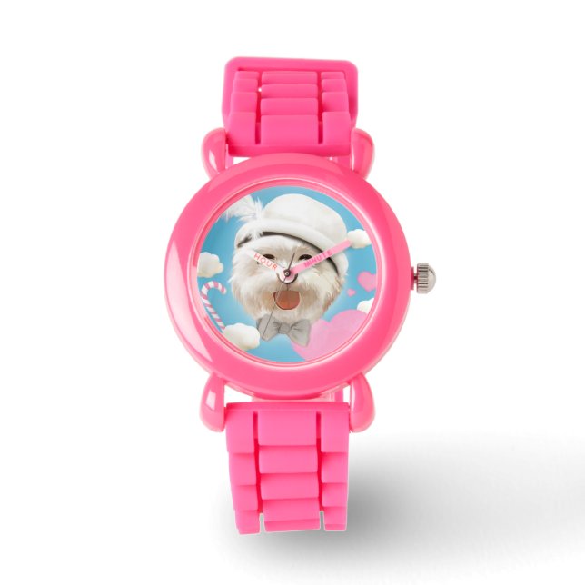 Montre Fluffy Dog avec Casquette blanc (Recto)