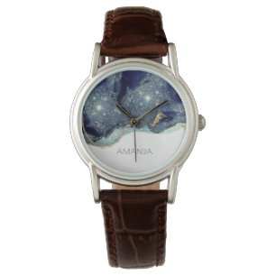 Montre Fluide Abstrait d'alcool Encre or Parties scintill