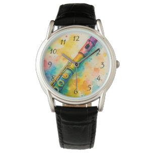 Montre Flûte d'aquarelle vive