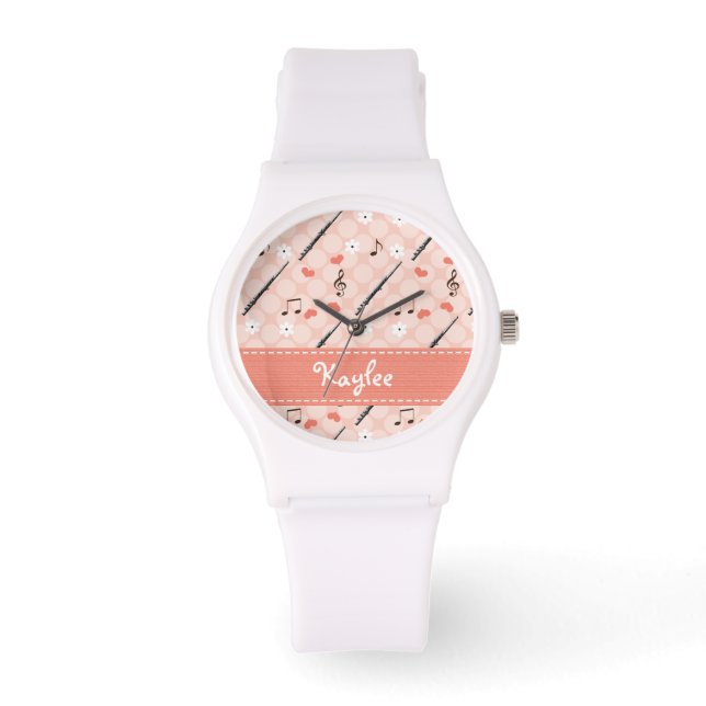 Montre Flûte rose personnalisée (Recto)