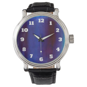 Montre Flux Abstraits bleus et bordeaux