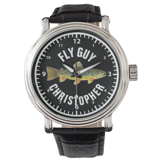Montre FLY GUY Truite Brown Pêche Personnaliser Pêcheur (devant)