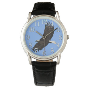 Montre Flying Bald Eagle and Blue Sky Wildlife Wristwatch