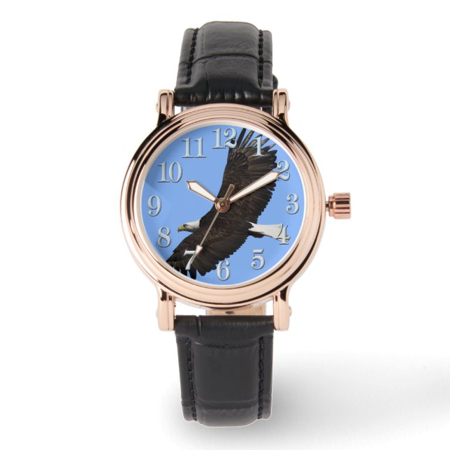 Montre Flying Bald Eagle and Blue Sky Wildlife Wristwatch (Recto)