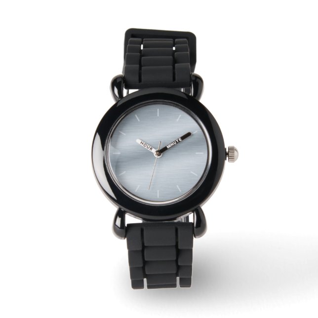 Montre Fond d'art au look argent brossé (Recto)