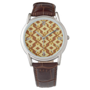 Montre Fond d'écran Art Déco Motif, Brown doré