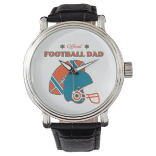 Montre Football papa sportifs amateurs orange bleu vintag
