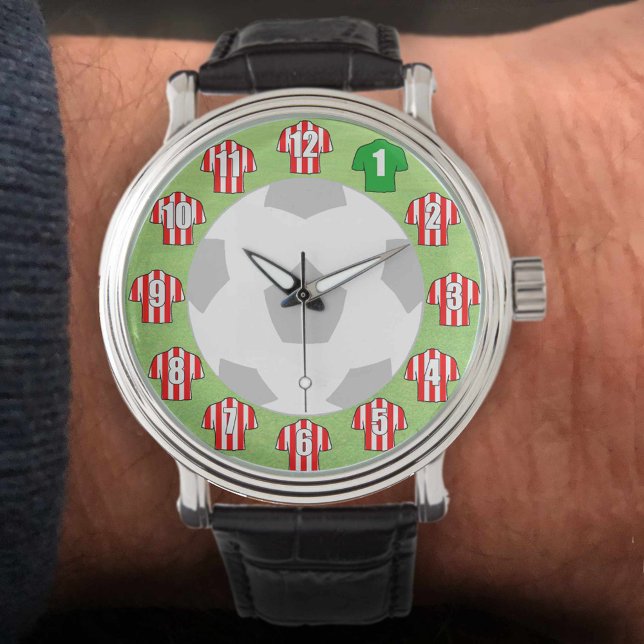 Montre Football Watch - avec Chemises rayées rouges et bl (Créateur téléchargé)