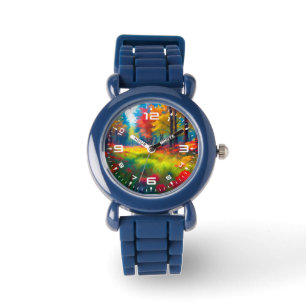 Montre Forêt aux arbres et fleurs colorés