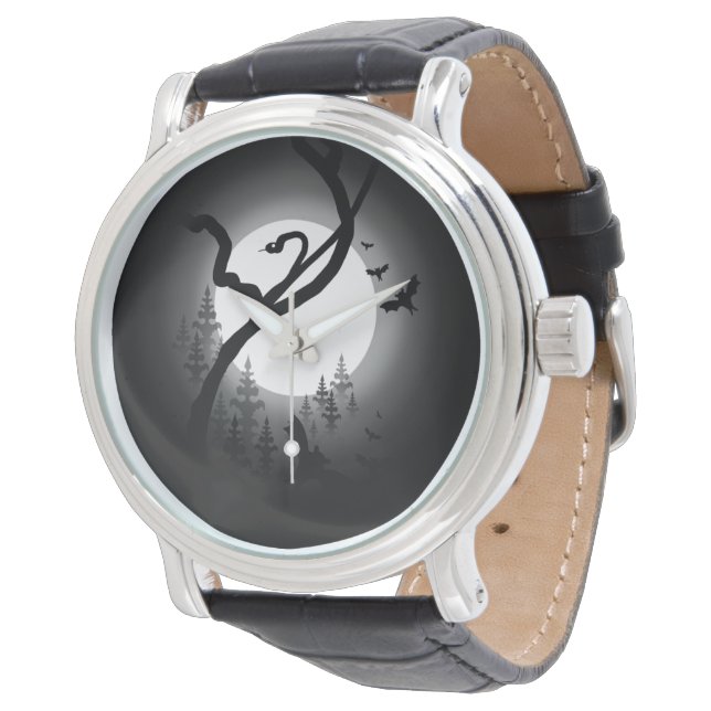 Montre Forêt nocturne enchantée (Incliné)