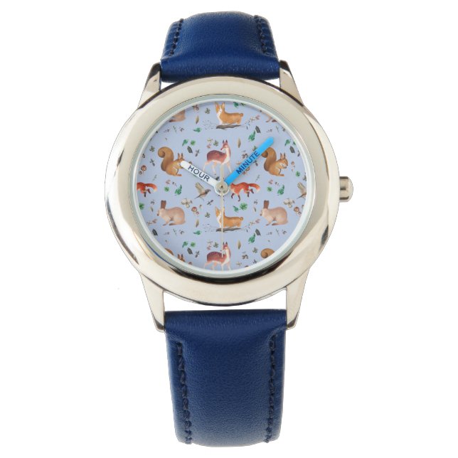Montre forfait in watercolor pattern- bambi, fox, coney (devant)