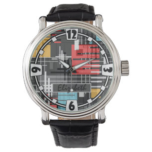 Montre formes géométriques modernes Abstraites rayées