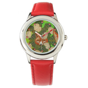 MONTRE FOX ROUGE PARMI LES FEUILLES VERTS ET LE FOLIAGE
