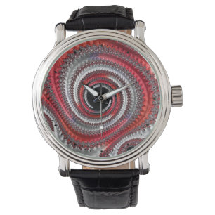 Montre Fractale Abstraite de la spirale rouge