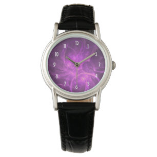 Montre fractale Abstraite rose et violet avec cercles