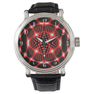 Montre Fractale de globe rouge néon