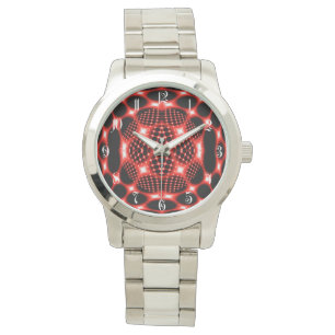 Montre Fractale de globe rouge néon