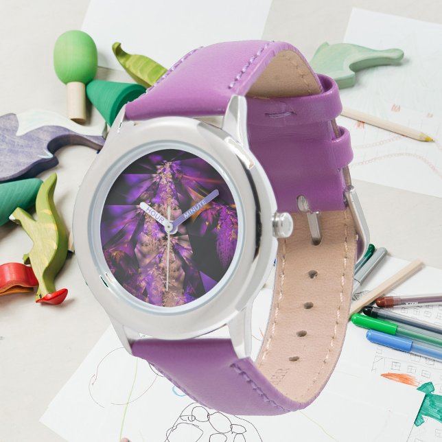 Montre fractale moderne en noir et violet (Créateur téléchargé)