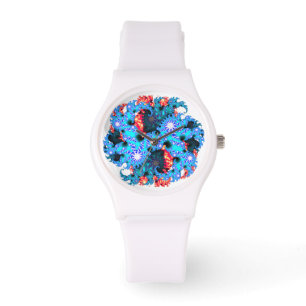 Montre fractale orange bleu