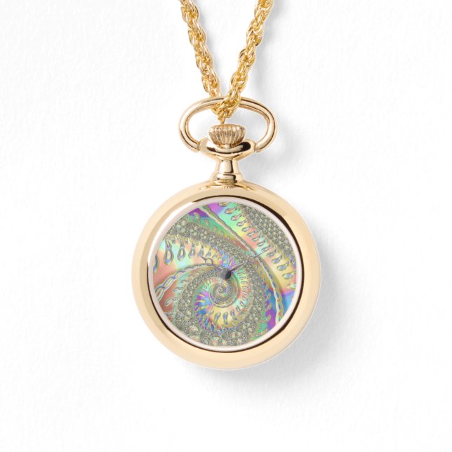 Montre Fractale spirale brillante et colorée Art numériqu (Recto)