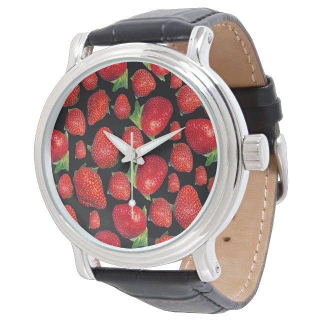 Montre Fraises rouges délicieuses, (Incliné)