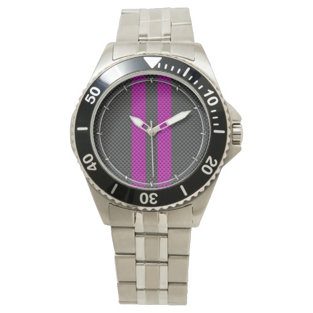 Montre Frappes de course Fuchsia en fibre de carbone (devant)