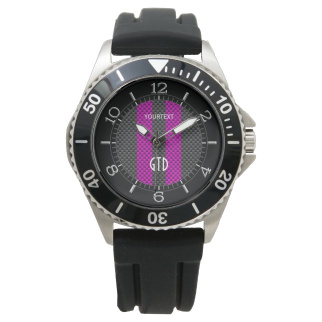 Montre Frappes de course Fuchsia personnalisées Style car (devant)