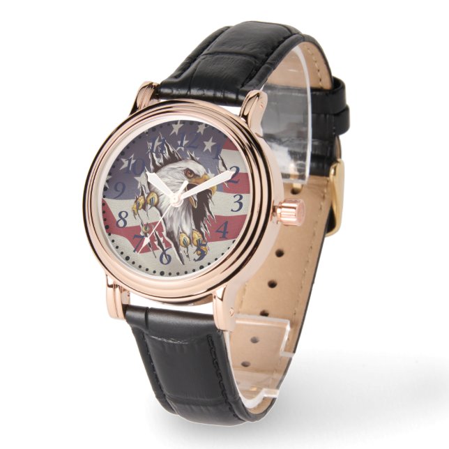 Montre Freedom Bald Eagle American Flag Watch (Angle)