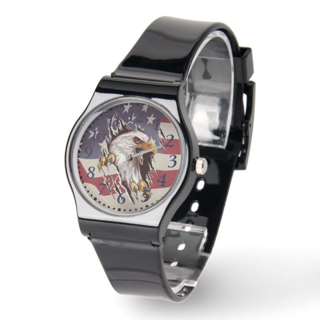 Montre Freedom Bald Eagle American Flag Watch (Angle)