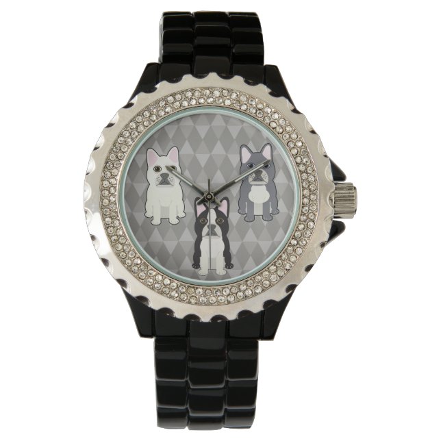 Montre Frenchies Diamants Gris (devant)