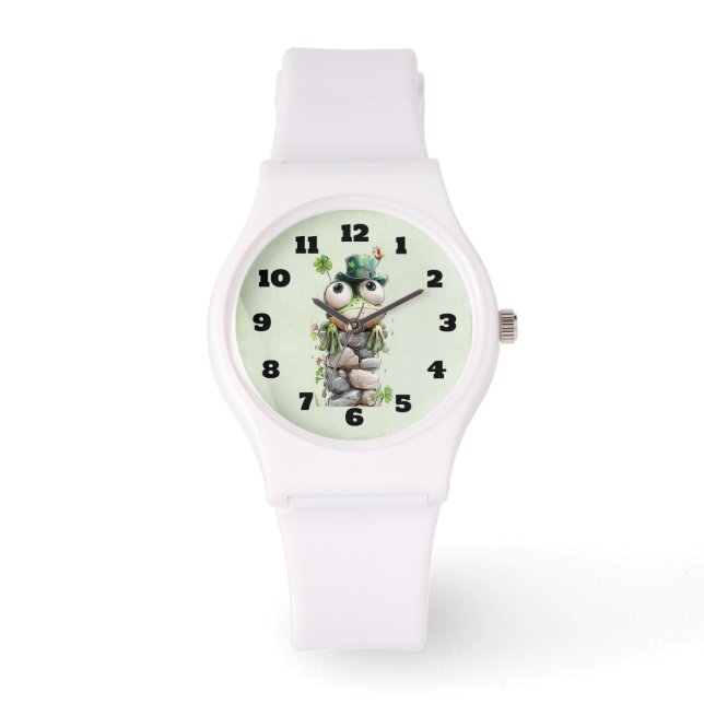 Montre Frog with Green Hat and Shamrock Cute (Recto)