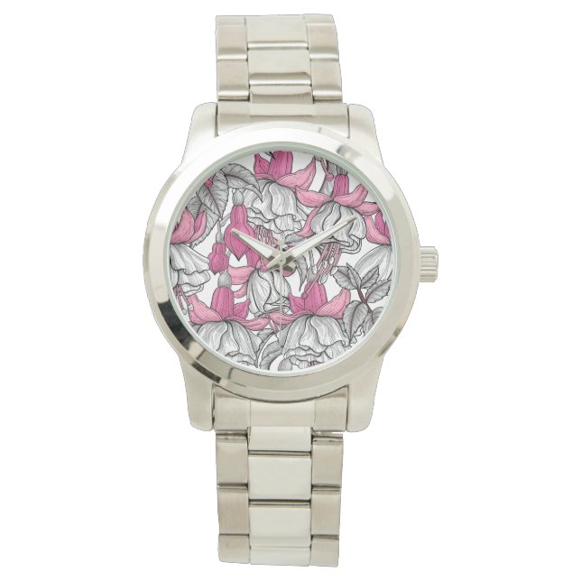 Montre Fuchsia en blanc et rose (devant)
