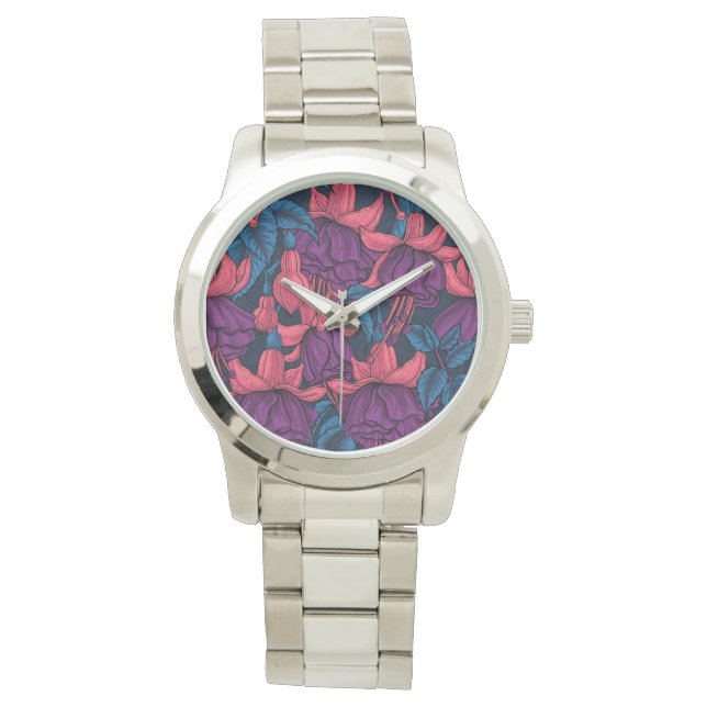 Montre Fuchsia en bleu et violet (devant)