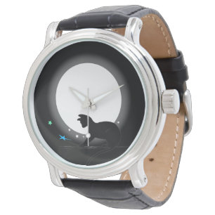 Montre Full Moon Black Cat And Stars