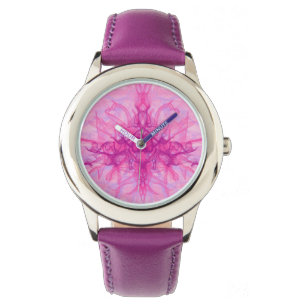 Montre FUMÉE ROSE - Art fractal moderne et abstrait -