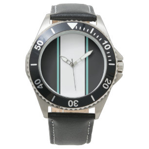 Montre Fun Black White Light Turquoise Center Racing Stri
