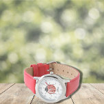 Montre Fun Girls rouge Ladybug enfants<br><div class="desc">Mignonne montre fille moderne avec Ladybug rouge en aquarelle. Il est très facile de customiser,  avec vos données personnelles.</div>