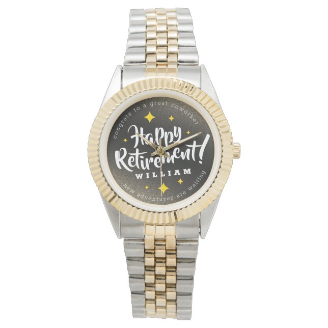 Montre Fun Gold Glitter Stars Retirement New Adventures (devant)