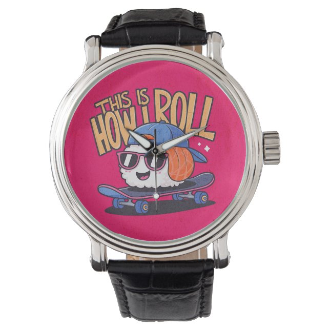 Montre Fun Kawaii Sushi sur skate (devant)