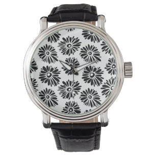Montre Funky Black et blanc floral