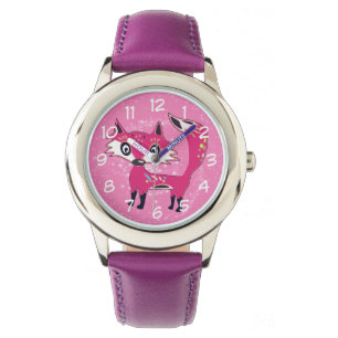 Montre Funky mignon Renard rose