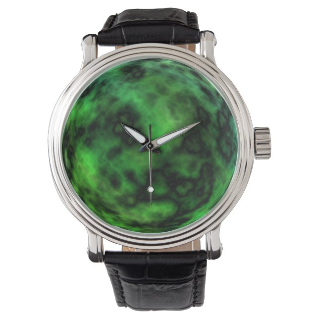 Montre Funky Neon Green Emerald Halloween Abstrait (devant)