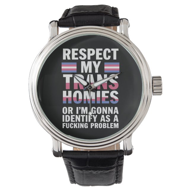 Montre Funky Respect My Trans Homies Gay pride Mois LGBT (devant)