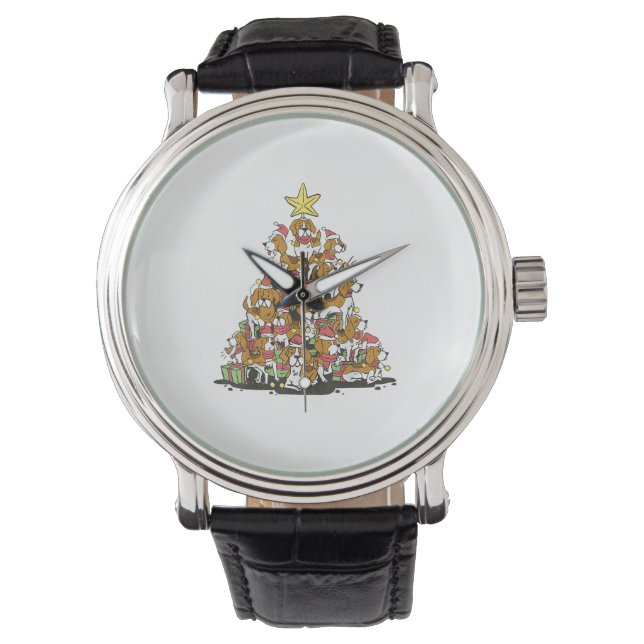 Montre Funny arbre de Noël beagle pour amoureux de les ch (devant)