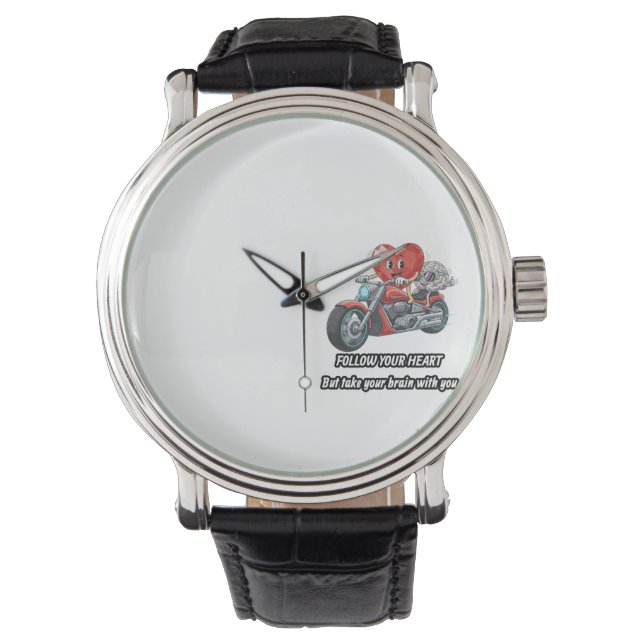 Montre Funny biker heart follow your heart quote  (devant)