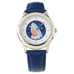 Montre Funny Boy Shark Navy Blue Nautical Kids Nom Sea