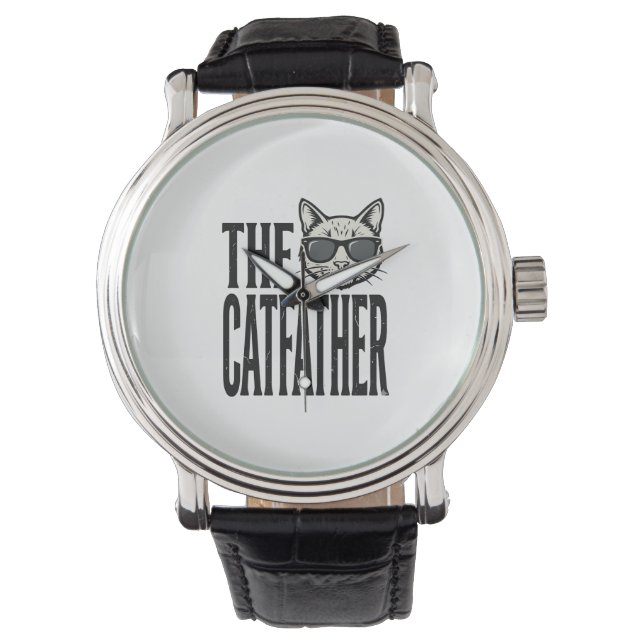 Montre Funny Catfather Vintage Cat Quote Graphic Shirt_1 (devant)