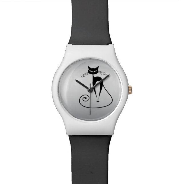 Montre Funny chat tendance argent (Fermer)